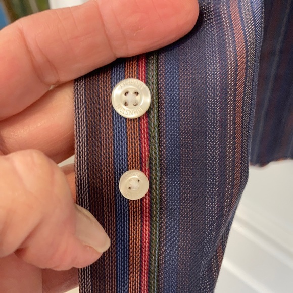 Johnston & Murphy Striped Tailored Fit Shirt Cotton Size Medium - Picture 7 of 7